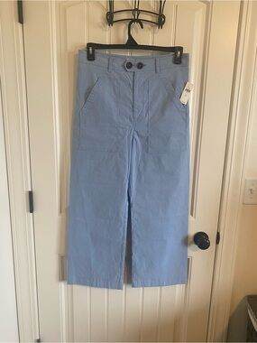 Maeve By Anthropology Womens Light Blue Wide-Leg Linen Blend Pants.